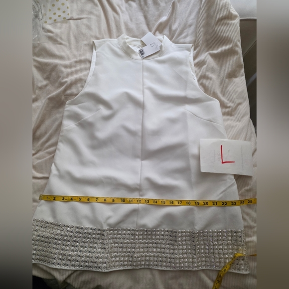 H&M Bead-embellished Top.TOP ONLY White BNWT. Pants Separately sold NO LOW BALL! - Picture 6 of 15